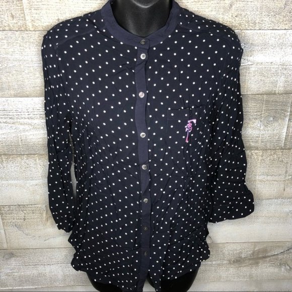 Maeve Tops - Anthropologie Maeve Polka Dot Button Down Embroidered Pocket "F" Size XL